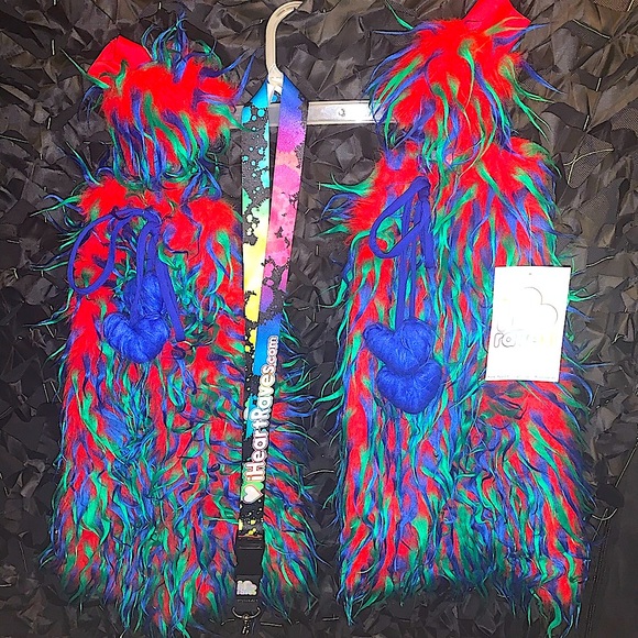 Vtg Deadstock I❤️Raves FLUFFIES & Matching glovies!! NWT EXTREMELY RARE - Picture 4 of 7